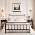 thumbnail image 2 of Amolife Queen Size Metal Platform Bed Frame with Vintage Headboard & 12.6" Under-Bed Storage, Black, 2 of 8