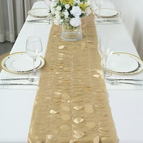 Balsa Circle 12x108 in Champagne 3D Leaves Petal Design Taffeta Table Runner Party Events Home Decorations Supplies