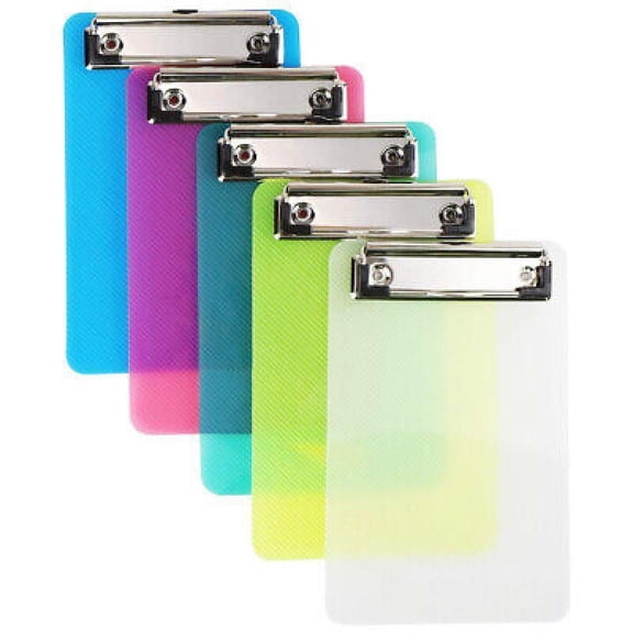 5Pack Plastic Colorful Mini Clipboard, Pretty Cute Clipboard Memo Size Pocket Clip Boards 4.7x7.3 Inch A6 Clipboards for classrooms, Offices, Restaurants, Doctor Offices