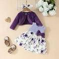 thumbnail image 3 of Kiijoy Infant Girls Outfits Flower Print Tank Dress Ruffles Long Sleeve Cardigan Top Set, 3 of 8