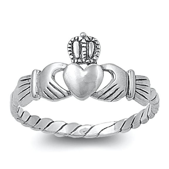 Sterling Silver Women's Friendship Claddagh Ring Heart Band 925 Jewelry Female Male Unisex Size 3