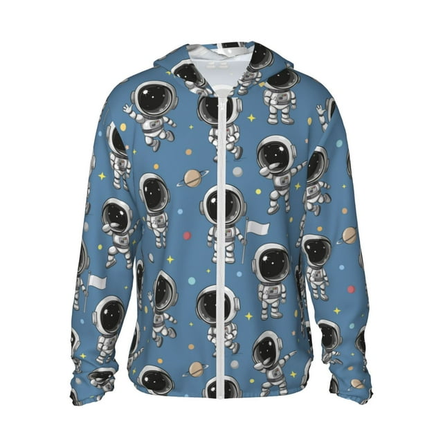 Fotbe Astronaut Chaqueta con Protección Solar UPF 50+ para Hombre y Mujer, Camisa con Capucha y Bolsillos-Large