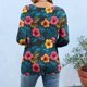 thumbnail image 4 of Xuyuer Women's Spring Summer Hawaiian Print Loose Casual Round Neck 3/4 Sleeve T-Shirt, Floral Pullover Top for Beach Vacations, Tropical Parties and Summer Holiday Style, 4 of 6