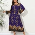 thumbnail image 6 of DDAPJ pyju African Dresses for Women Ethnic Tribal Print Long Sleeve Maxi Dresses Plus Size Empire Waist Dresses Caftan Beach Dress Evening Party Dresses Purple M, 6 of 7