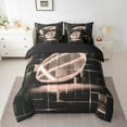 thumbnail image 2 of Erosebridal Girls Rubgy Bedding Sets Twin Size,Sports Game Comforter Sets with Sheets,Pink Geometric Glowing Plaid Bed in a Bag Twin Size,Microfiber Bedroom Decor Reversible,7-Piece, 2 of 6