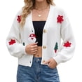 thumbnail image 6 of Enjoytime Knit Cardigan for Women Christmas Print Long Sleeve Sweater Coat Fall Winter Cozy V-Neck Button Down Outerwear, 6 of 8