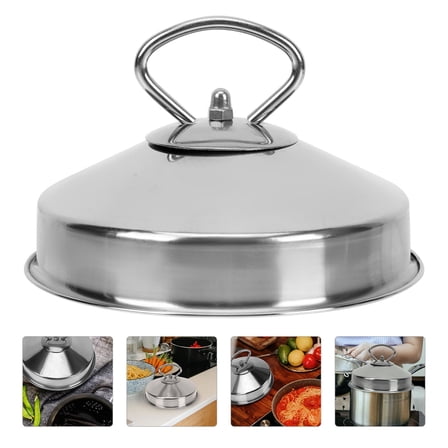 MEIBUTYUP 1Pc Silver Dome Steamer Lid with Non Slip Handle for Home and Restaurant