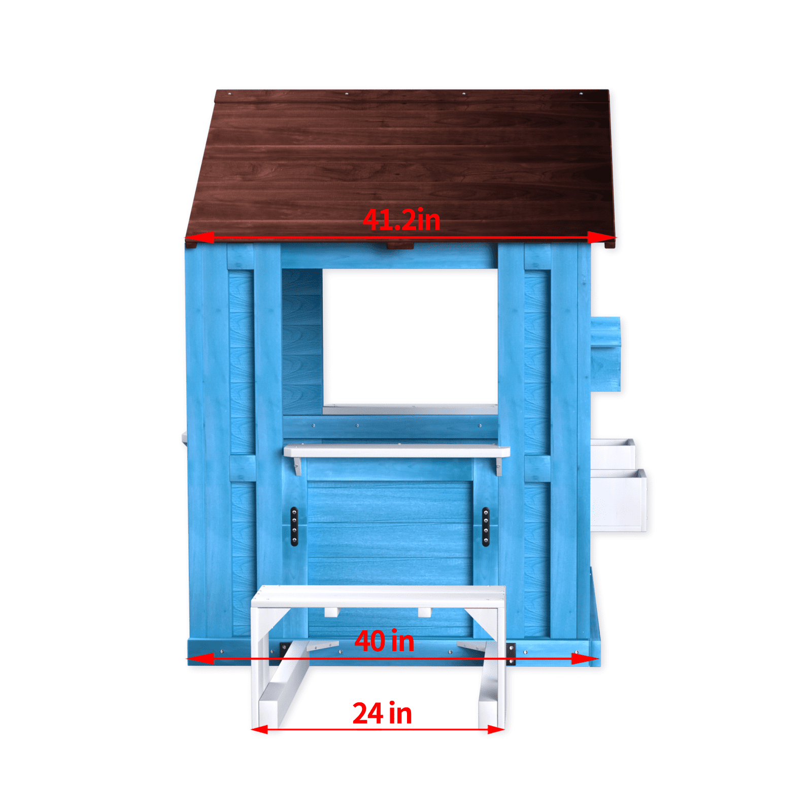 Aukfa Kids Playhouse,Wooden Playhouse for Boys Girls,Picnic Bench, Mailbox, Fence & Flowerpot Holders for Backyard, Garden, Lawn,Blue