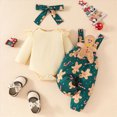 thumbnail image 4 of NOLDARES Newborn Baby Girl Outfits 3 Items Long Sleeve Frill Romper Pants Headband Set Fall Winter Clothes,White,6-9 M, 4 of 9