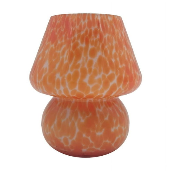 Mushroom Table Lamp Small Bedside Table Glass Lamp Translucent Glass Desk Lamp for Living Room US Plug Colorful Orange