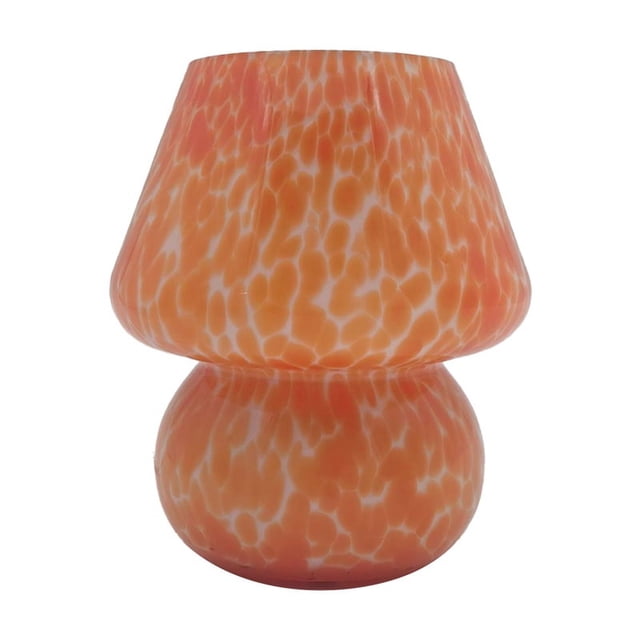 Mushroom Table Lamp Small Bedside Table Glass Lamp Translucent Glass Desk Lamp for Living Room US Plug Colorful Orange