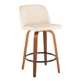 thumbnail image 7 of LumiSource Walnut Wood, Cream PU, Black Steel Toriano Fixed-Height Counter Stool - Set of 2, 7 of 7