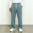 thumbnail image 5 of Men's Corduroy Casual Pants Fashion Wide Leg Trousers Straight Sweatpants Elastic Waist Drawstring | Zenithor,Light Blue XL, 5 of 8