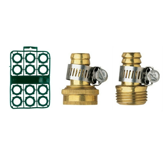 Orbit 5/8 Inch Brass Hose Repair bundle with Male and Female Menders