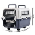 thumbnail image 2 of GIANNA Plastic Kennels Pet Carrier Rolling Plastic Airline Approved Wire Door Travel Dog Crate, Grey, Medium, 2 of 4
