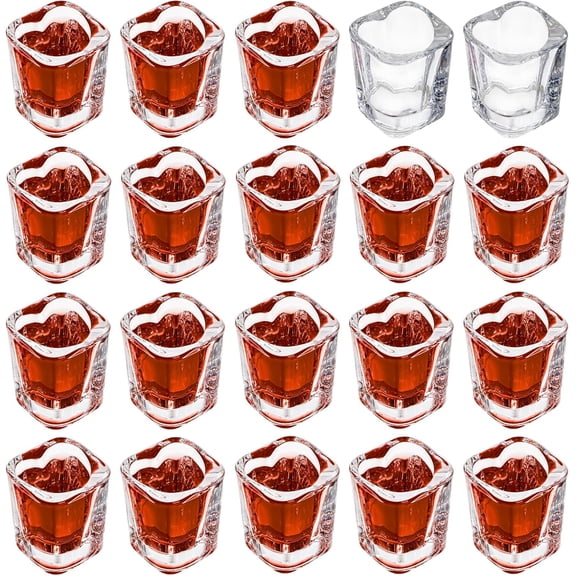 CZQ 20 Pack 1.5 oz Shot Glasses Set, Cute Square Heart Shaped Shot Glasses Set, Clear Heavy Base Tequila Soju Spirit Liquor Shot Glass for Valentine's Day, Bachelor Wedding Party Bar Supplies
