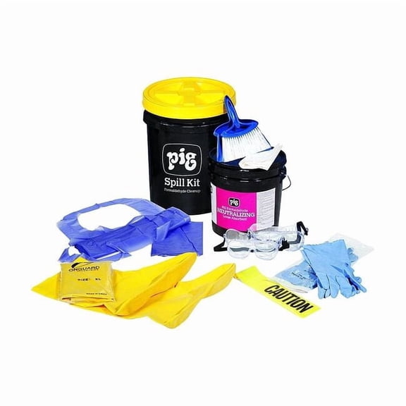 Spill Kit, 2 gal Volume Absorbed per Kit, 5 gal Capacity, Bucket, White