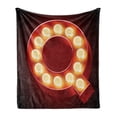 thumbnail image 1 of Old Lamp Alphabet Soft Flannel Fleece Blanket, Old Nostalgic Vintage Carnival Style Lettering Q Letter, Cozy Plush for Indoor and Outdoor Use, 50" x 70", Burgundy Vermilion and Cream, by Ambesonne, 1 of 6