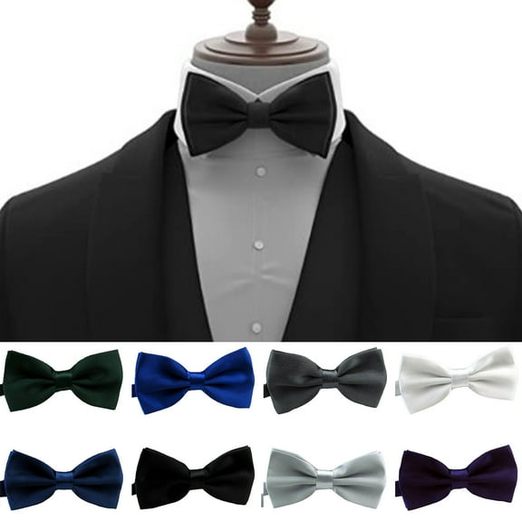 Kripyery Men Tie Bow Smooth Solid Color Adjustable Lightweight Korean Style Wedding Tie for Party Banquet Prom