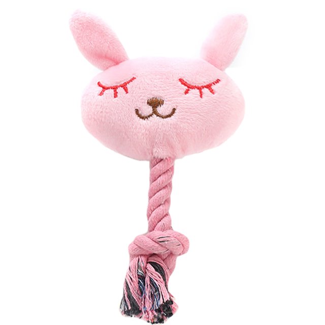 Dog Squeaky Toy Cartoon: Plush Funny Dog Rope Toy Puppy Teething Toy Pet Tug Toy