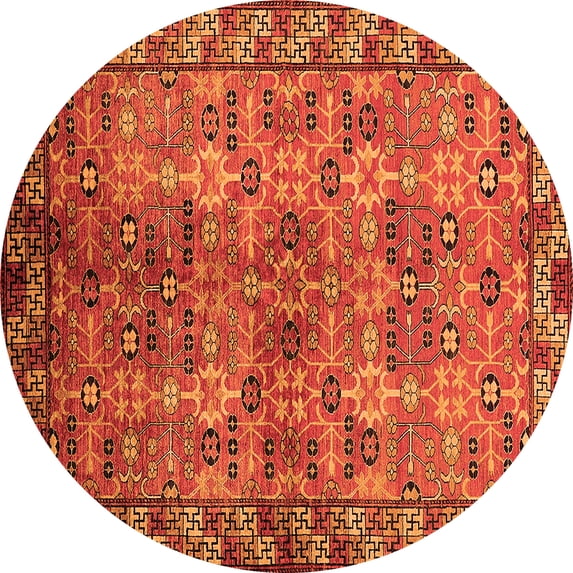 Ahgly Company Indoor Round Oriental Orange Industrial Area Rugs, 7' Round