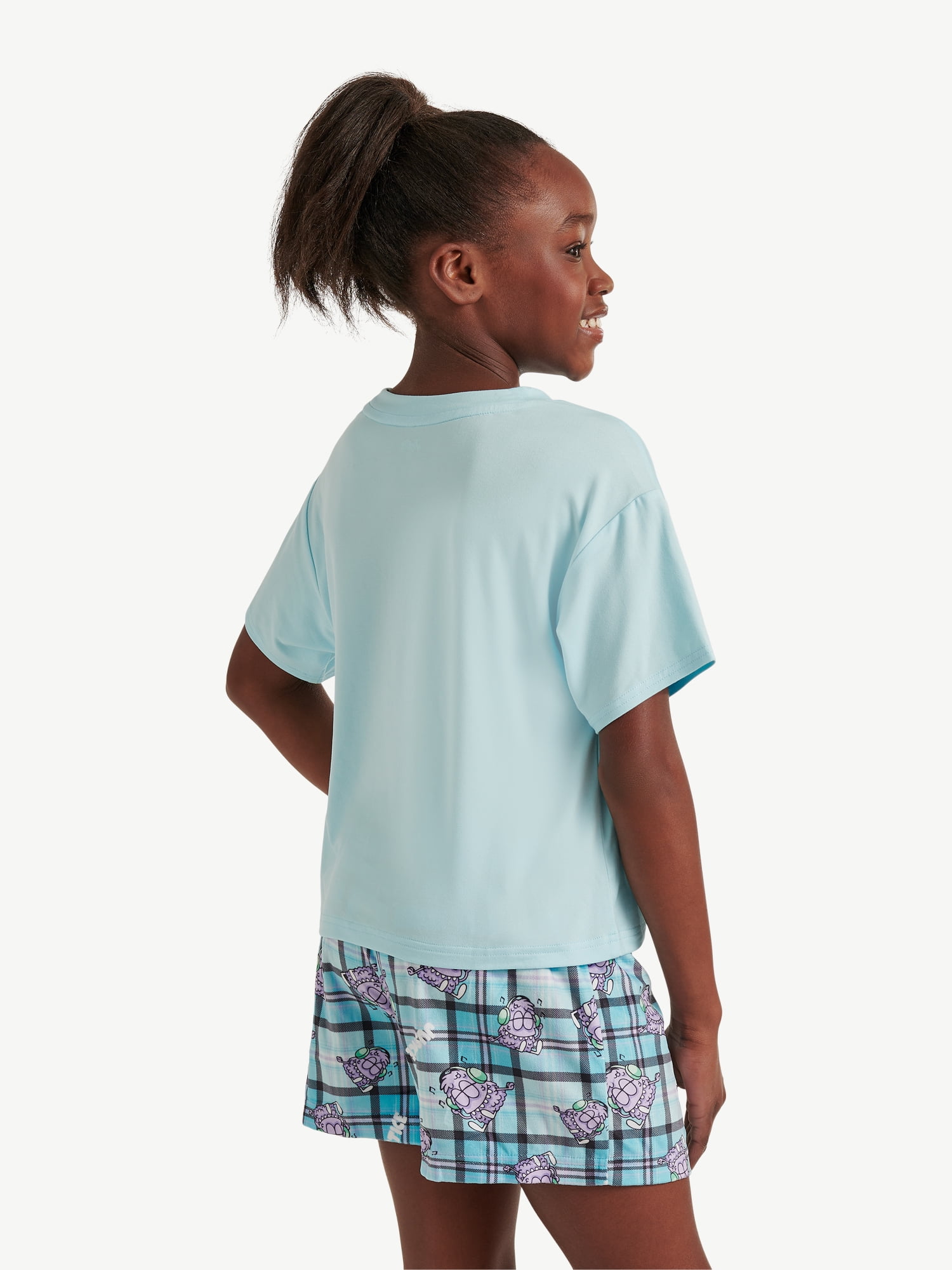 Justice Girls Short Sleeve Tee with Shorts Pajama 2-Piece Set, Sizes 5-18
