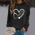 thumbnail image 2 of Sweatshirts for Women Loose Fit Fall Winter Women's Valentine's Day Couples Matching Heart Print Crewneck Long Sleeve Soft Sweatshirt Hoodie for Women Black L, 2 of 4