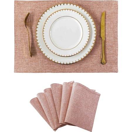 

Brilliant Burlap Linen Placemats Set of 6 Heat Resistant Dining Table Place Mats Washable Kitchen Table Mats 13x19 inch Light Linen