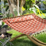 Coral Coast Tuscan Lattice Quilted Hammock Color, Sienna, Taupe, Orange Color, Product Assembled Size 13 ft L x 4.5 ft W