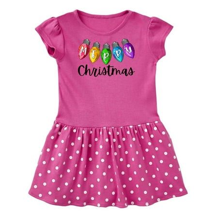 

Inktastic Merry Christmas Rainbow Holiday Lights Gift Baby Girl Dress