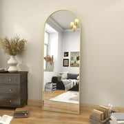 GLSL Length Mirror Arch Standing Floor Mirror, 64x21 Arched Wall Mirror, Gold