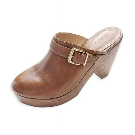 

Schutz Nikyta Dark Brown Slip On Rounded Toe Cone-shaped High Heel Sandals (Caramel 7.5)