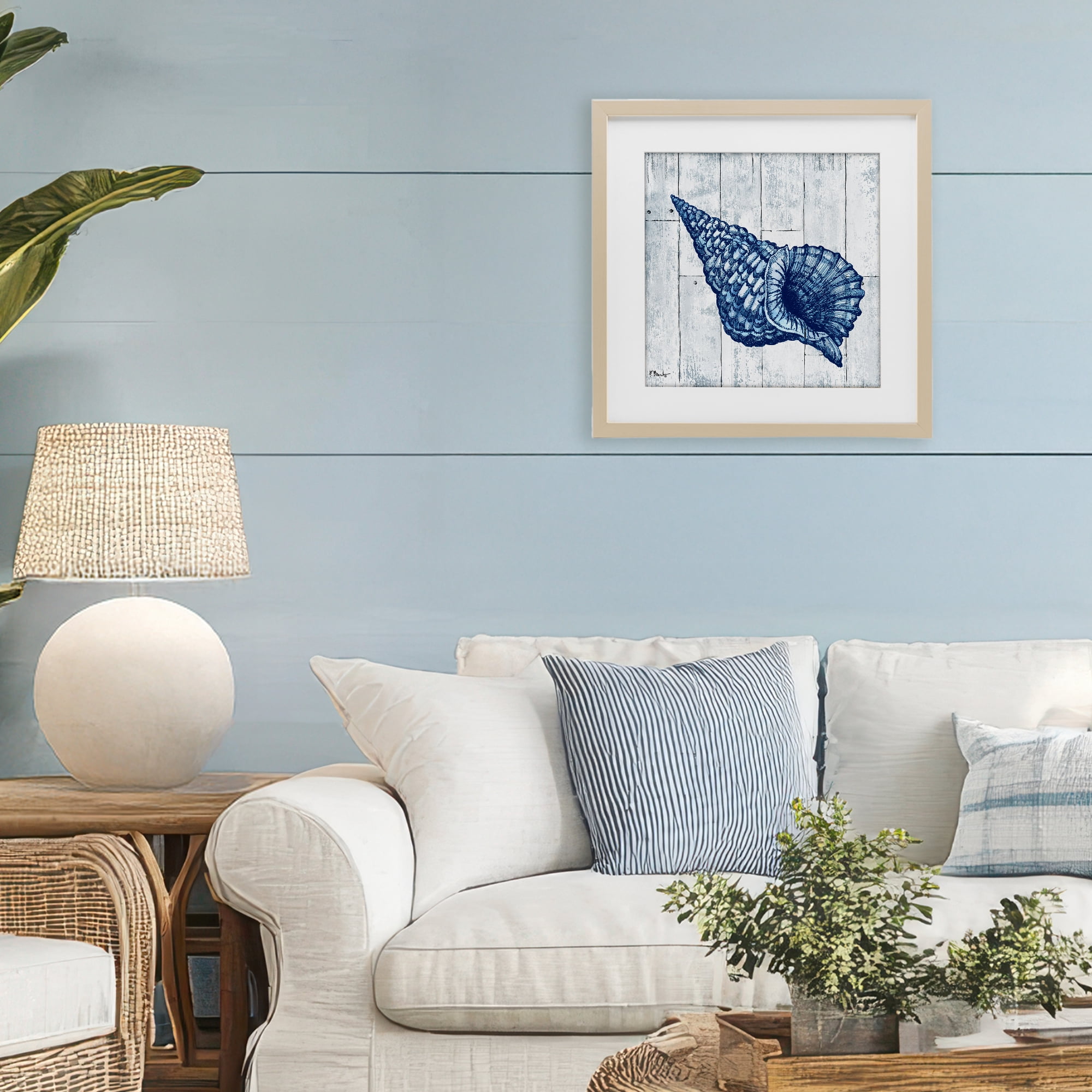Stupell Industries Coastal Timberland Conch Birch Framed Print Under Glass, design by Paul Brent