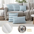thumbnail image 5 of Blue Striped Outdoor Pillow Covers 20x20 Set of 2, Waterproof Patio Throw Pillowcase Protectors, Rustic Farmhouse Stripes Square Decorative Pillow Shams Cushion Covers for Seat Bed Couch Sofa, 5 of 8