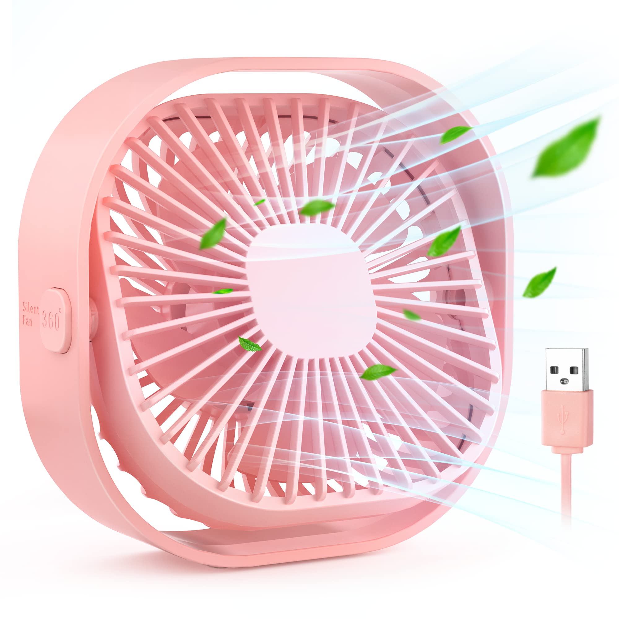 Desk Small USB Table Fan, Mini Portable Table Fan, 4" Desktop Fan 3 Speeds,Quiet Operation, 360