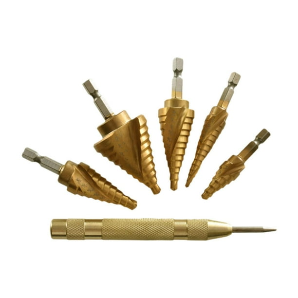 Juego de 6 brocas escalonadas con forma de cono hexagonal para amantes del bricolaje