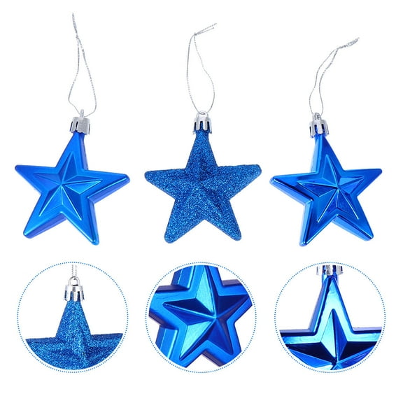 FELTECHELECTR Blue Plastic Christmas Tree Star Ornament for Decoration Ecofriendly 18 Pieces