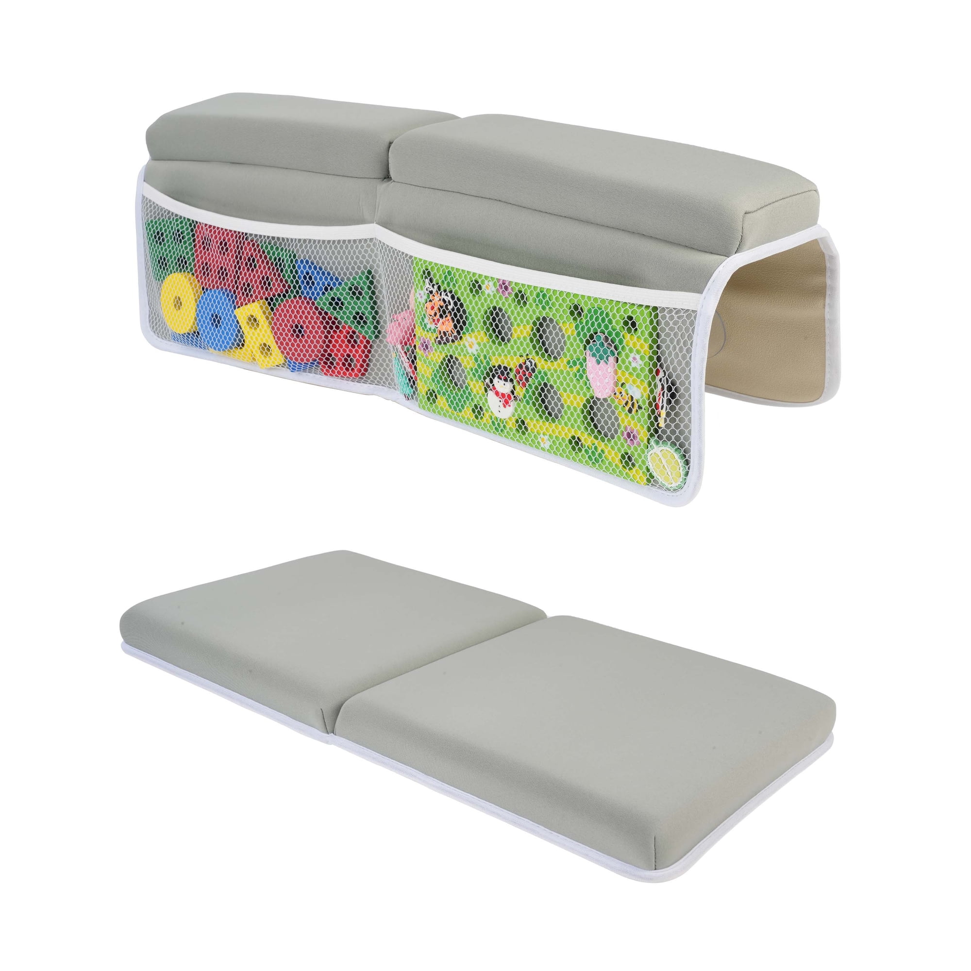 Baby Bath Kneeler, Elbow Rest Pad, Comfortable Baby Bath Cushion, Toy Organizer, Baby Bathtub Support, Non Slip Kneeling Matt, Grey