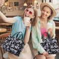thumbnail image 5 of Floral Canvas Tote Bag for Women with Compartments, Large Cute Flower Teacher Student Shoulder Bag Nurse Purses Crossbody Bags Work Laptop Book Bag Satchels Handbags, 5 of 6