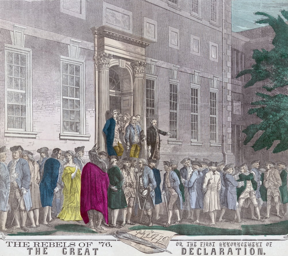 On July 4 1776 Members Of The Second Continental Congress Leave Philadelphias Independence Hall After Adopting The Declaration Of Independence From Great Britain From A 19Th Century Print Canvas Art -