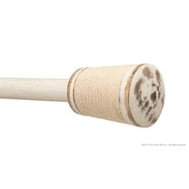 Micah Farmhouse Rustic Distressed White Curtain Rod Set 28"- 48" with Real Wood Finials