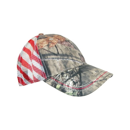 Poly Mesh Cap - Size one size Camo Baseball Cap with Mesh American Flag Back, Multi