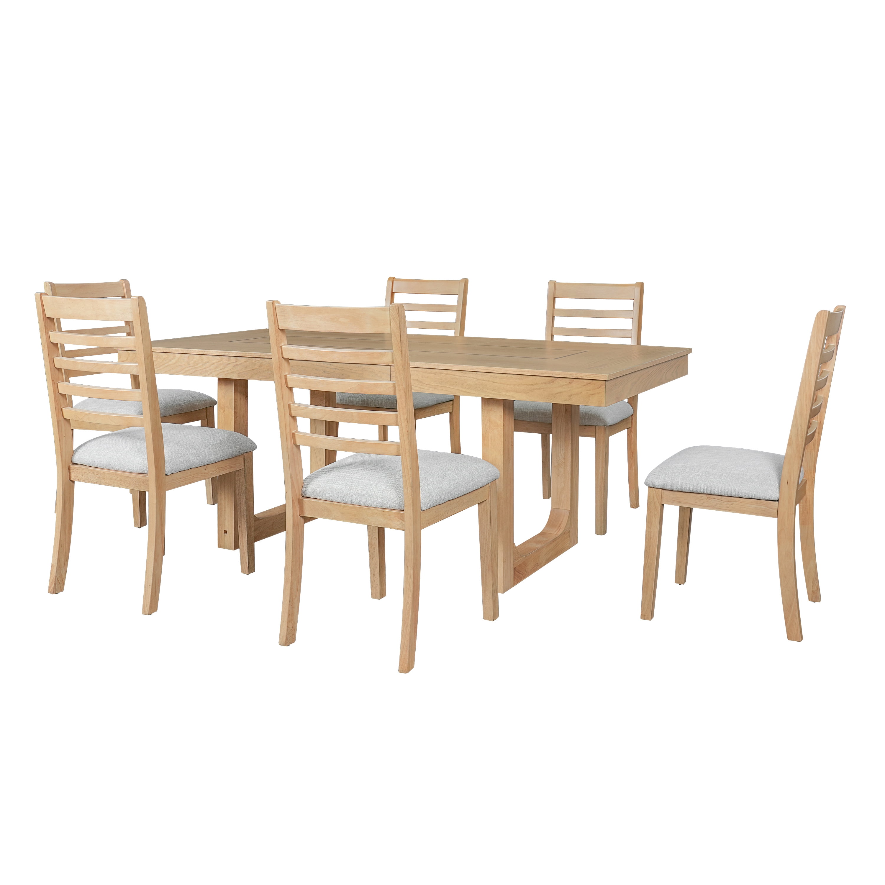 Euroco 7-Piece Wooden Dining Table Set,78" Extendable Dining Table & Chairs Set with 18" Leaf for 6-8,Farmhouse Kitchen Table Set for Dining Room,Natural