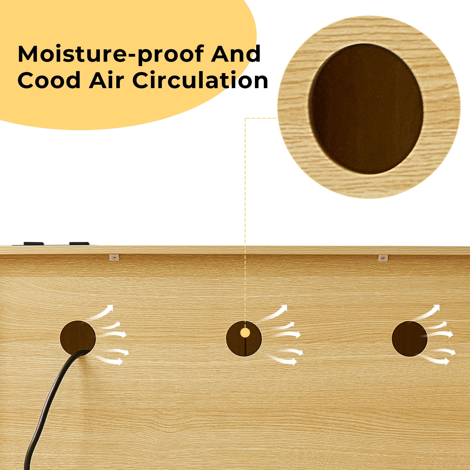 JanflyHome Cat Litter Robot Enclosure Cabinet, Litter Box Enclosure Furniture with Charge Station, Wood