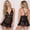 Black, variant on Sexy Women Lingerie Lace Night Dress Sleepwear Nightgown Deep See Through Sexy Sheer Sleep Dress Sleep Wear Lingerie