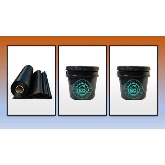 Rubber Flat Roofing EPDM 10' X 20' 60 Mil Black with 2 gallons of Adhesive - Tego Roofing Supply