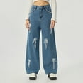 thumbnail image 2 of Wiicoznt Wide Leg Jeans Woman Casual Loose High Waist Blue Denim Pants Long Loose Strechy Womens Jeans, 2 of 8