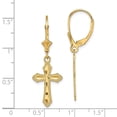 thumbnail image 3 of FB Jewels 14K Yellow Gold Diamond-cut Cross with Beaded Edge Leverback Earrings, 3 of 3