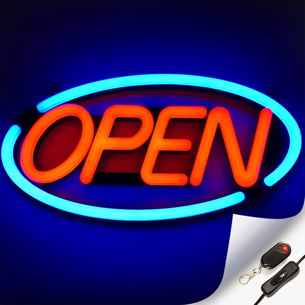 Remote Ultra Bright Jumbo Size Flash Motion LED Neon Open Business Sign Light 