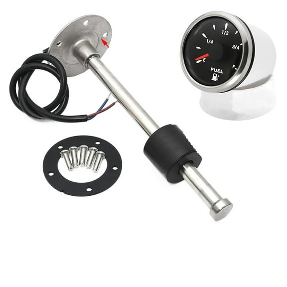 A 52MM Water/Fuel Level Gauge With 150MM 200MM 250MM 300MM 400MM Fuel Level Sensor 0-190ohm Oil Liquid Tank Fuel Level Indicator ,High Precision